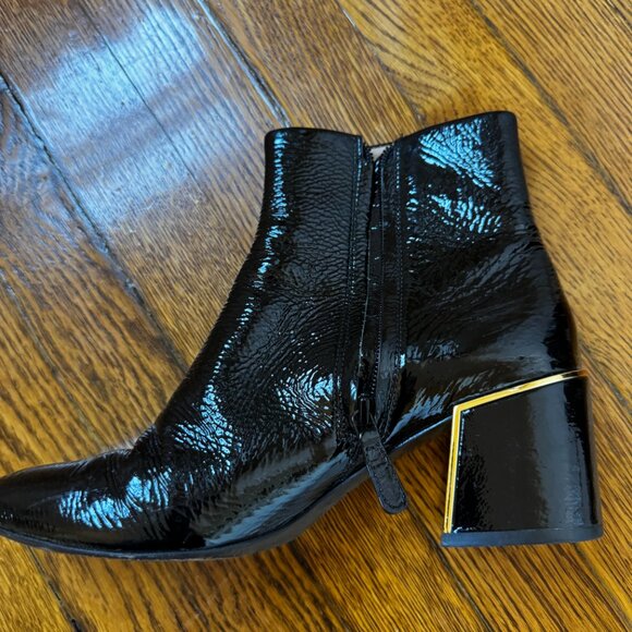 Tory Burch Women's Juliana Tumbled Patent Leather Booties Size 9 - Picture 3 of 12